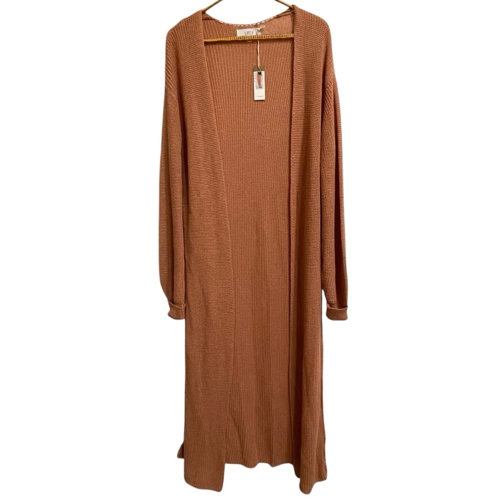 NWT Lucca Couture Maia Linen Cotton Knit Jogger and Duster Set in Clay Sz Small - Picture 5 of 14
